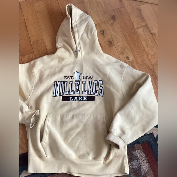 🎣 Lake Mille Lacs LAKE Distressed MINNESOTA YELLOW HOODIE UNISEX NPLC - Picture 4 of 16